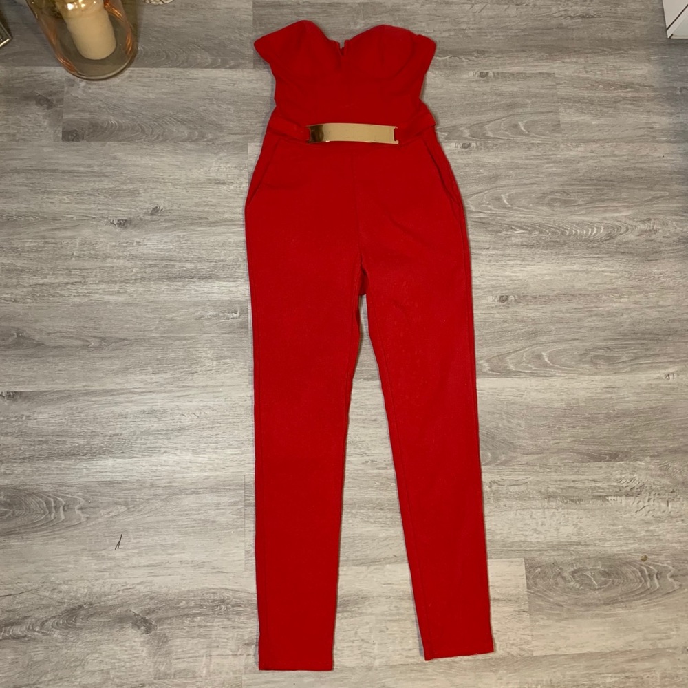Red Pants Romper